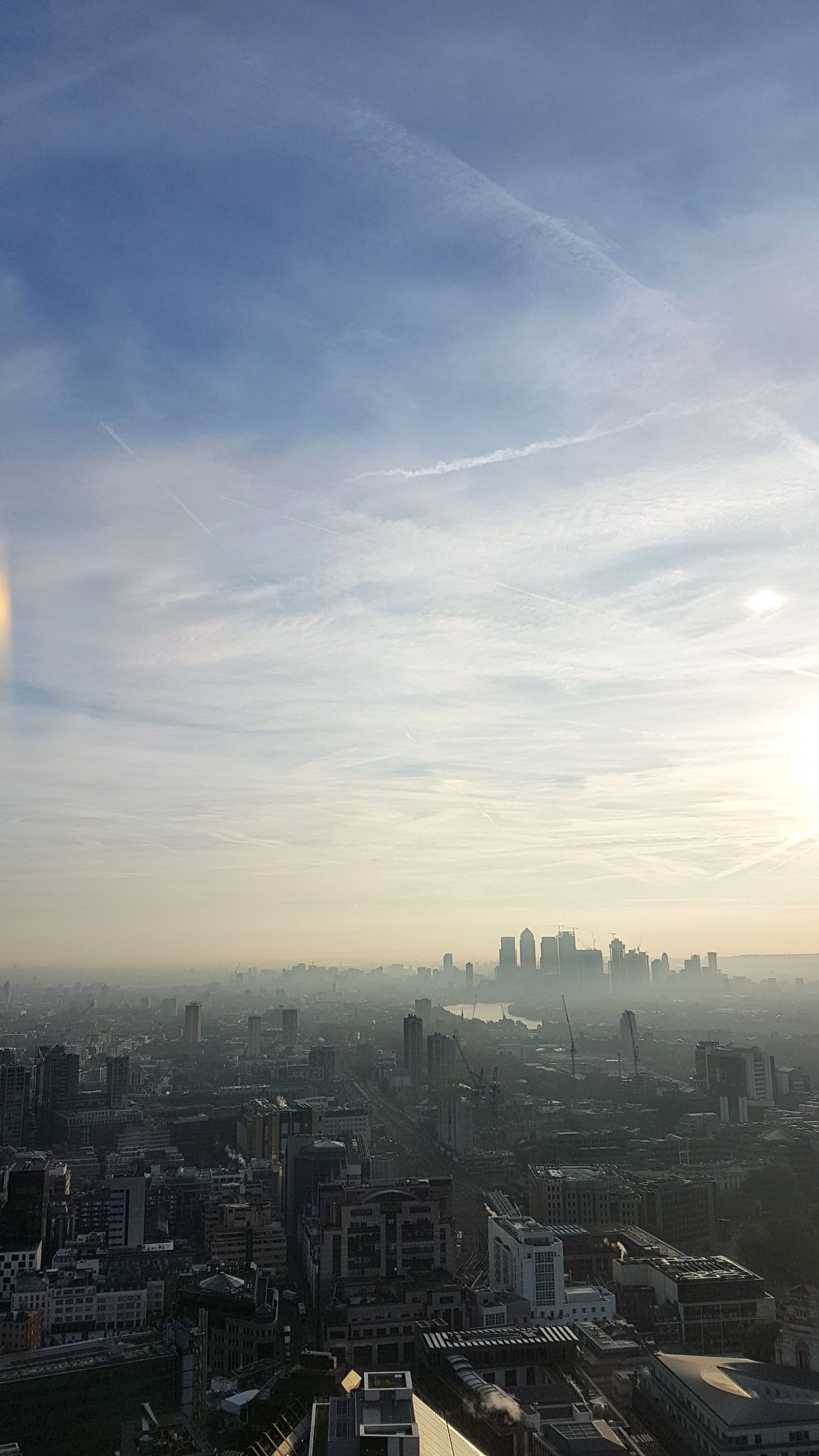 London skyline held in morning fog