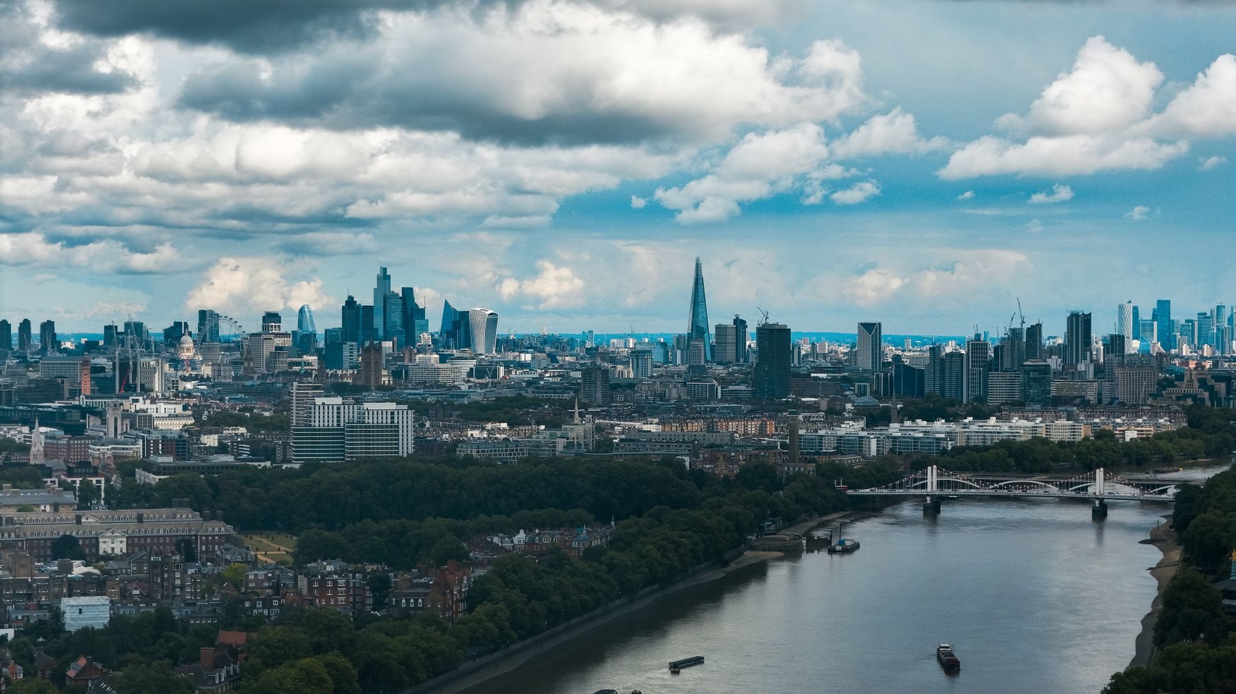 The City of London and the River Thames seen from the air