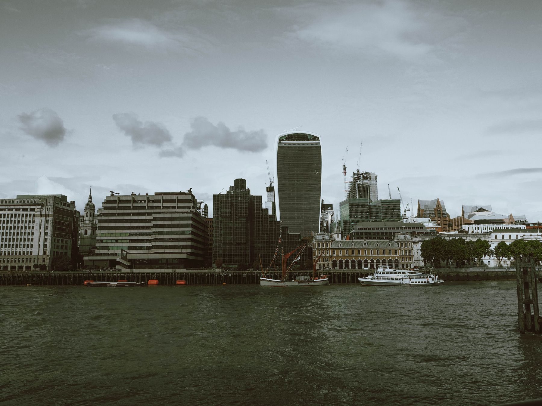 The London waterfront along the River Thames